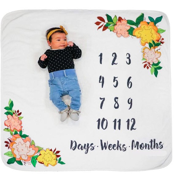 Other - Super Soft floral baby milestone blanket NEW